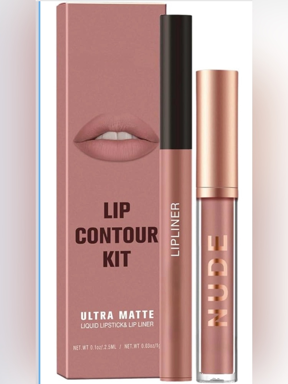 NUDE Lip Contour Kit — Rose Nude Lip Liner & Matte Liquid Lipstick NWT
